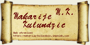 Makarije Kulundžić vizit kartica